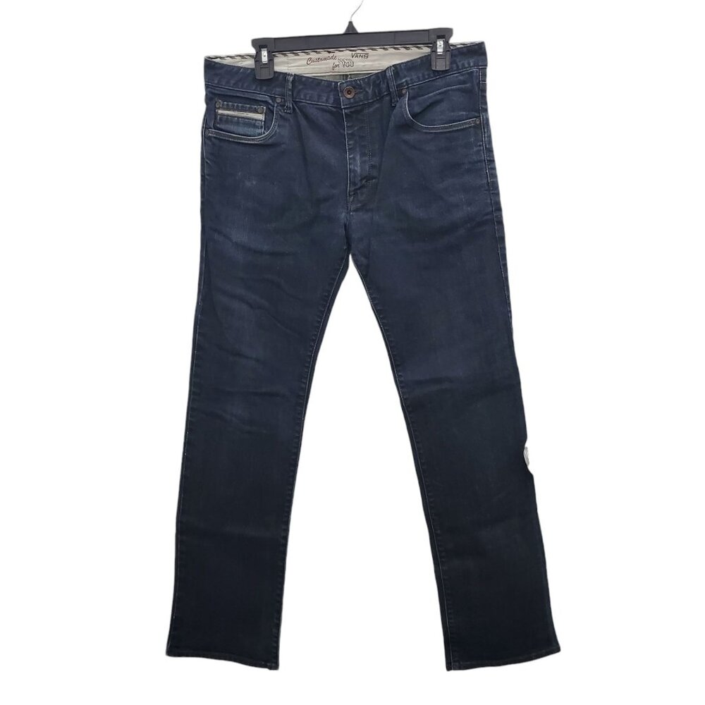Vans Customade Men's Dark Wash Denim Distressed Slim Skinny Leg Jeans Size 32x32